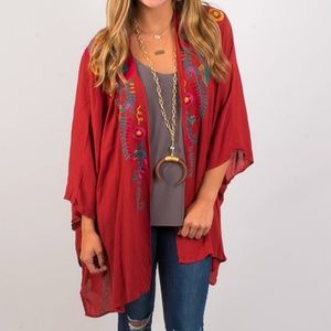 NEW w/ tags Embroidered Boho Kimono - Orange (S/M)